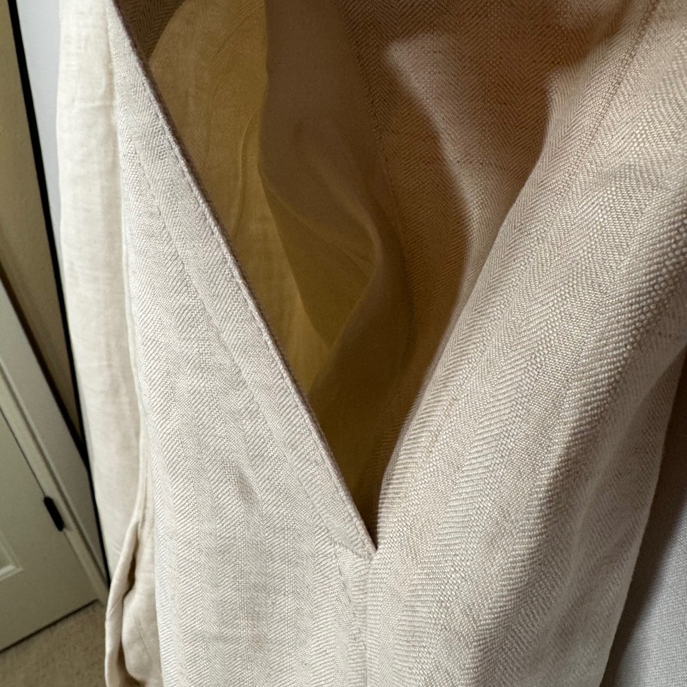 CUBANERAS Linen Blend Drawstring Waist Wide Leg Pants Beige Size Large - Picture 4 of 6